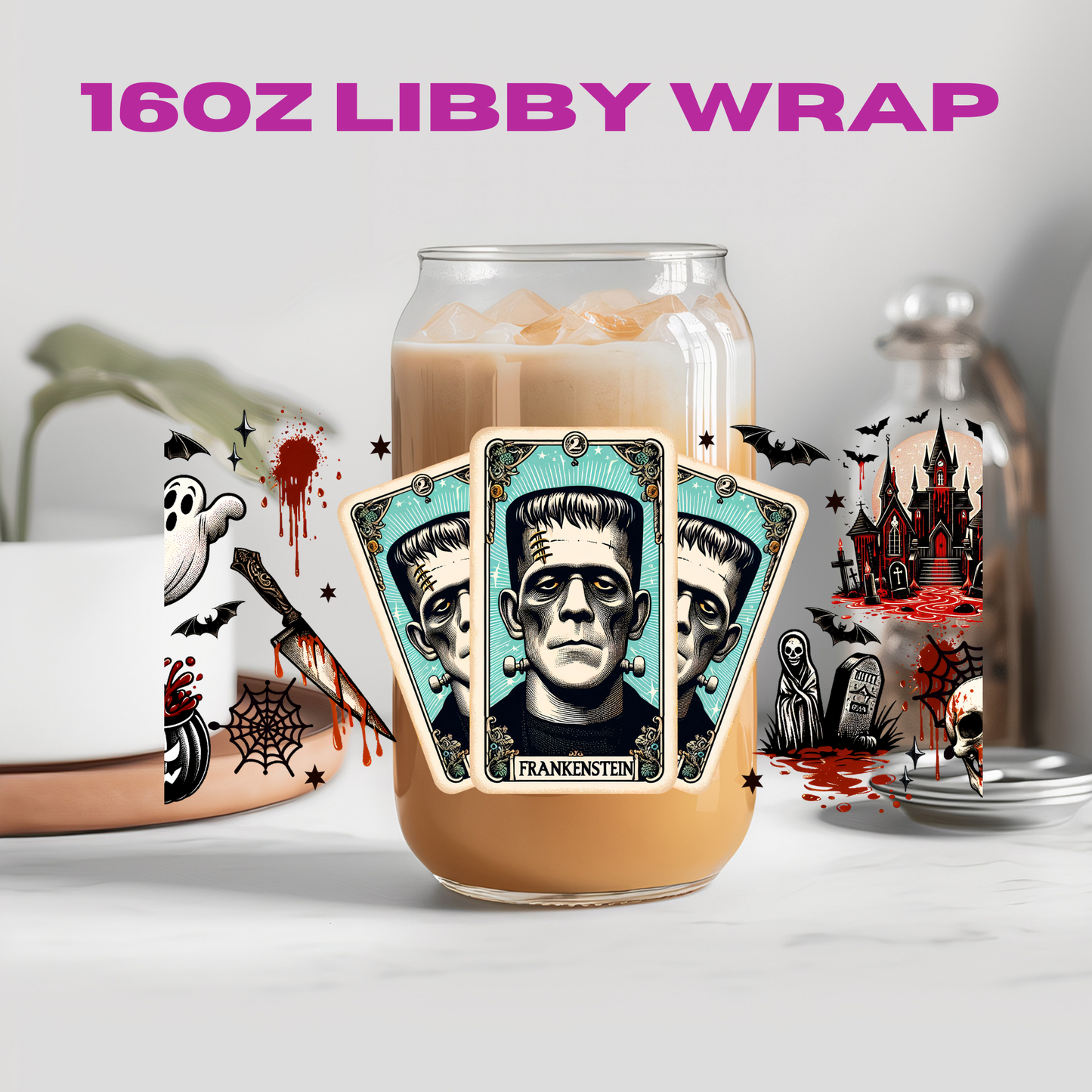 Horror Halloween Tarot Card Collection - 16 oz / 20 oz Libby UV DTF Wrap