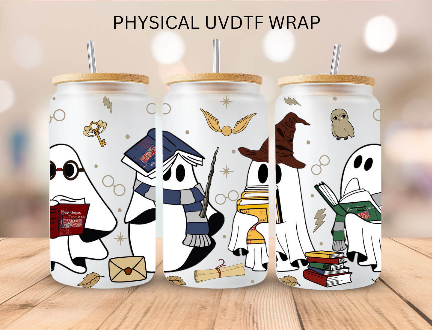 Halloween Ghost Wizards - 16 oz / 20 oz Libby UV DTF Wrap