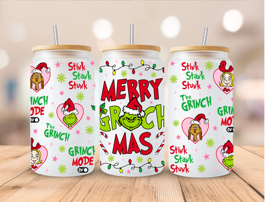 Christmas Merry Grinchmas - 16 oz / 20 oz Libby UV DTF Wrap