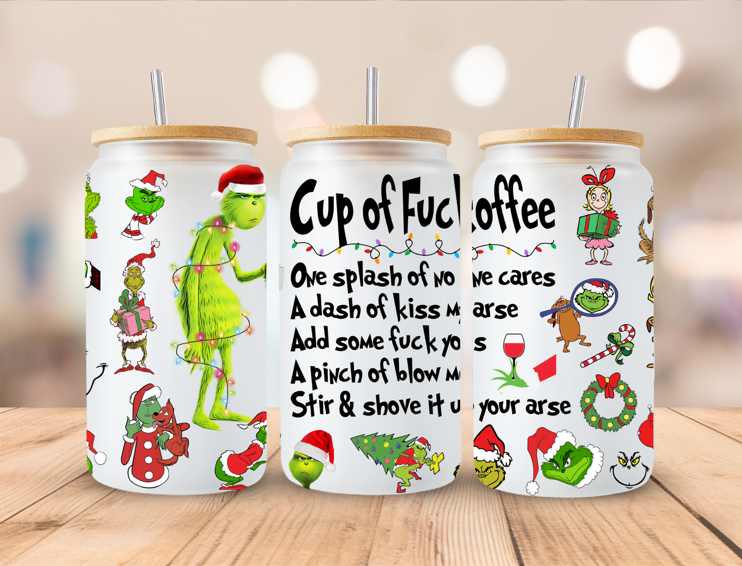 Christmas Cup Of ..... - 16oz Libby UV DTF Wrap