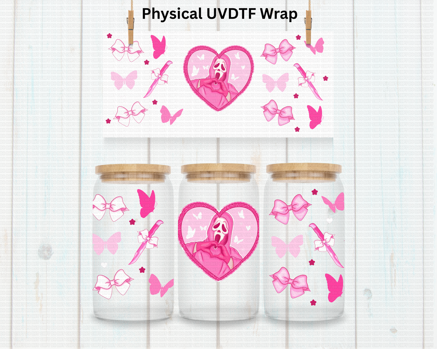 Halloween Horror Ghost Neon Pink - 16 oz / 20 oz Libby UV DTF