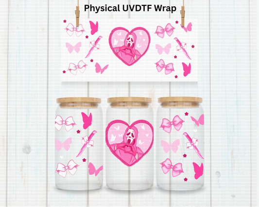 Halloween Horror Ghost Neon Pink - 16 oz / 20 oz Libby UV DTF