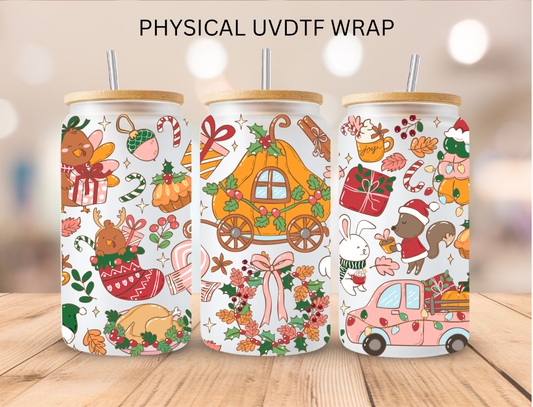 Fall Thanksgiving Aesthetic- 16 oz / 20 oz Libby UV DTF Wrap