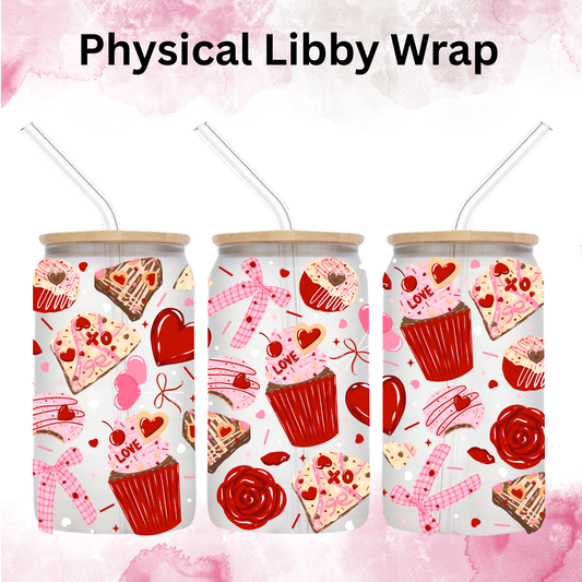Valentines Pink Red Cupcake LOVE - 16 oz / 20 oz Libby UV DTF