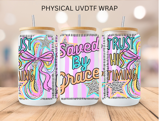 Faith Saved By Grace - 16 oz / 20 oz Libby UV DTF Wrap