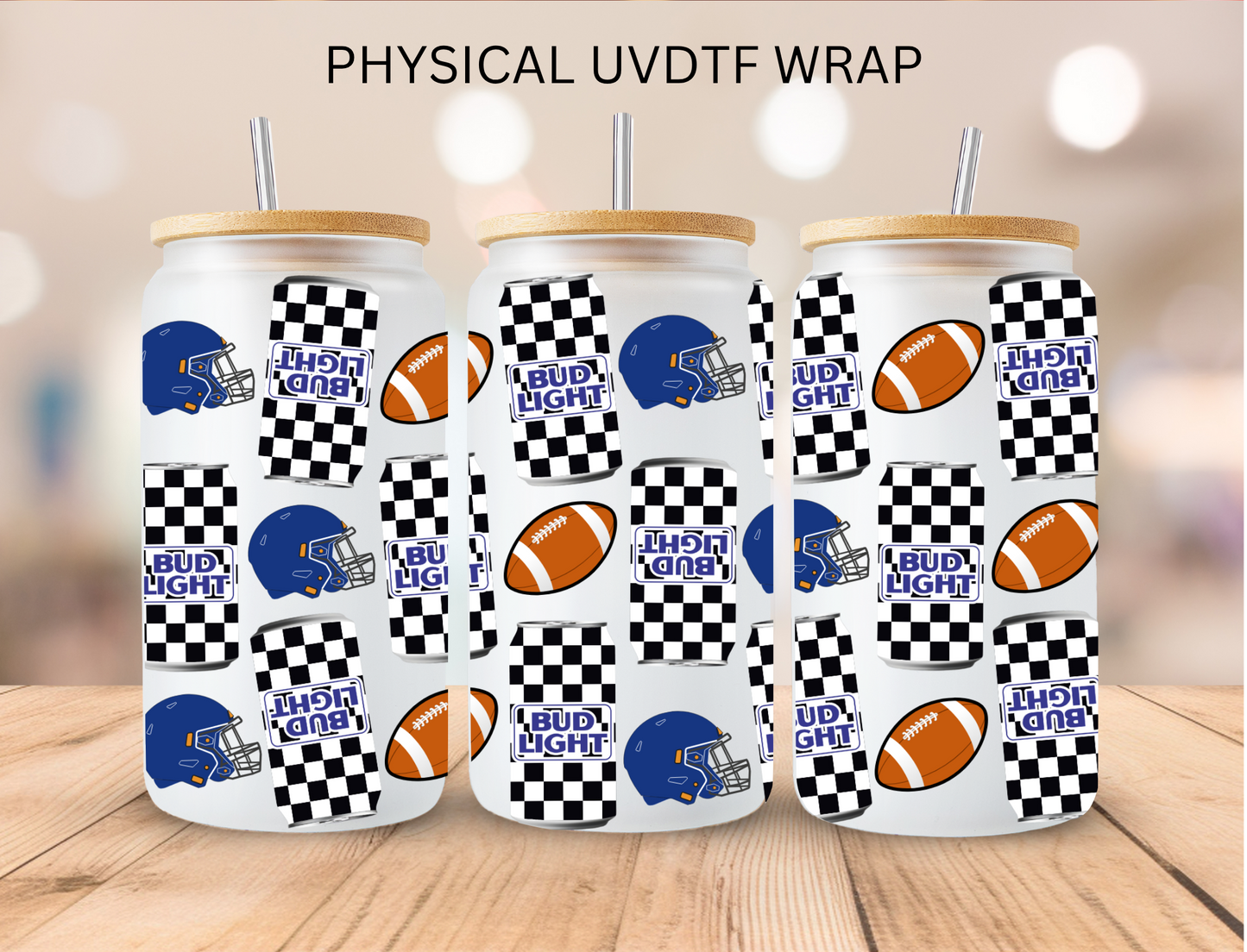 Football Light Soda- 16 oz / 20 oz Libby UV DTF Wrap
