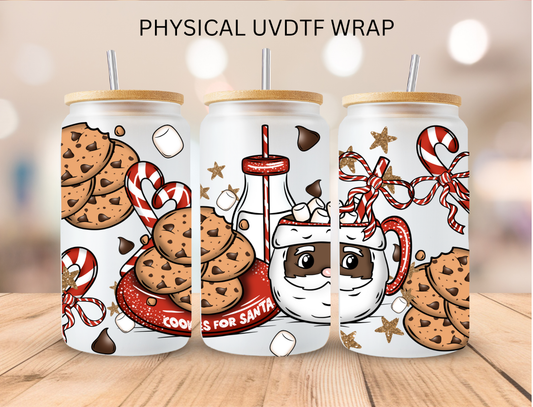 African American Santa And Cookies - 16 oz / 20 oz Libby UV DTF Wrap