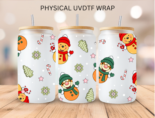 Christmas Pooh And Friends - 16 oz / 20 oz Libby UV DTF Wrap