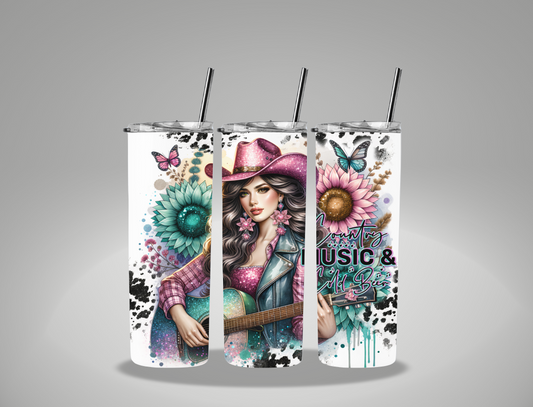 Country Music & Cold Beer - 20oz Skinny Tumbler Wrap