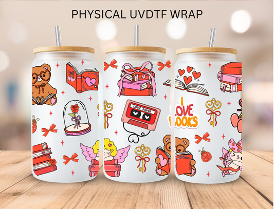 Valentine I Love Books - 16 oz / 20 oz Libby UV DTF