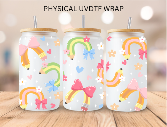 School Pencil Rainbows - 16 oz / 20 oz Libby UV DTF Wrap