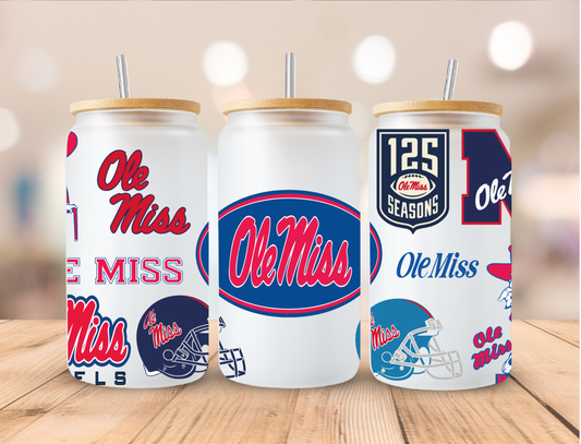 College Football Ole Miss - 16 oz / 20 oz Libby UV DTF Wrap