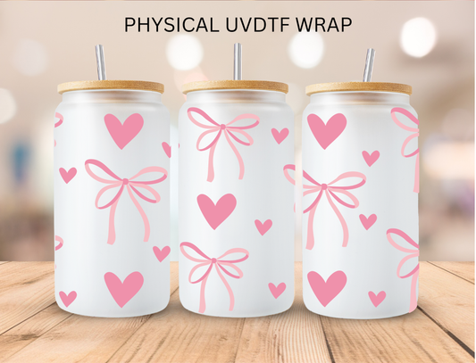 Coquette Bow And Hearts - 16 oz / 20 oz Libby UV DTF