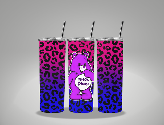 Purple Bear - 20oz Skinny Tumbler / 25 Oz Glass Tumbler Wrap EXCLUSIVE