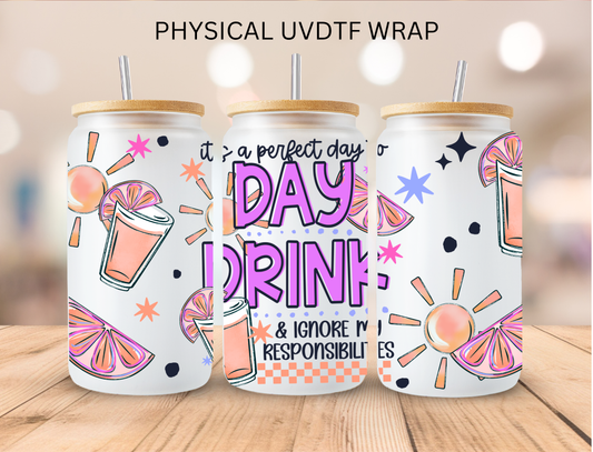 Day Drink - 16 oz / 20 oz Libby UV DTF Wrap