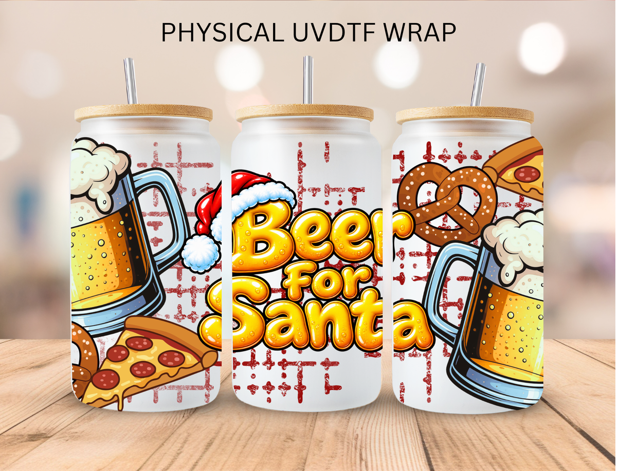 Beer For Santa - 16 oz / 20 oz Libby UV DTF Wrap