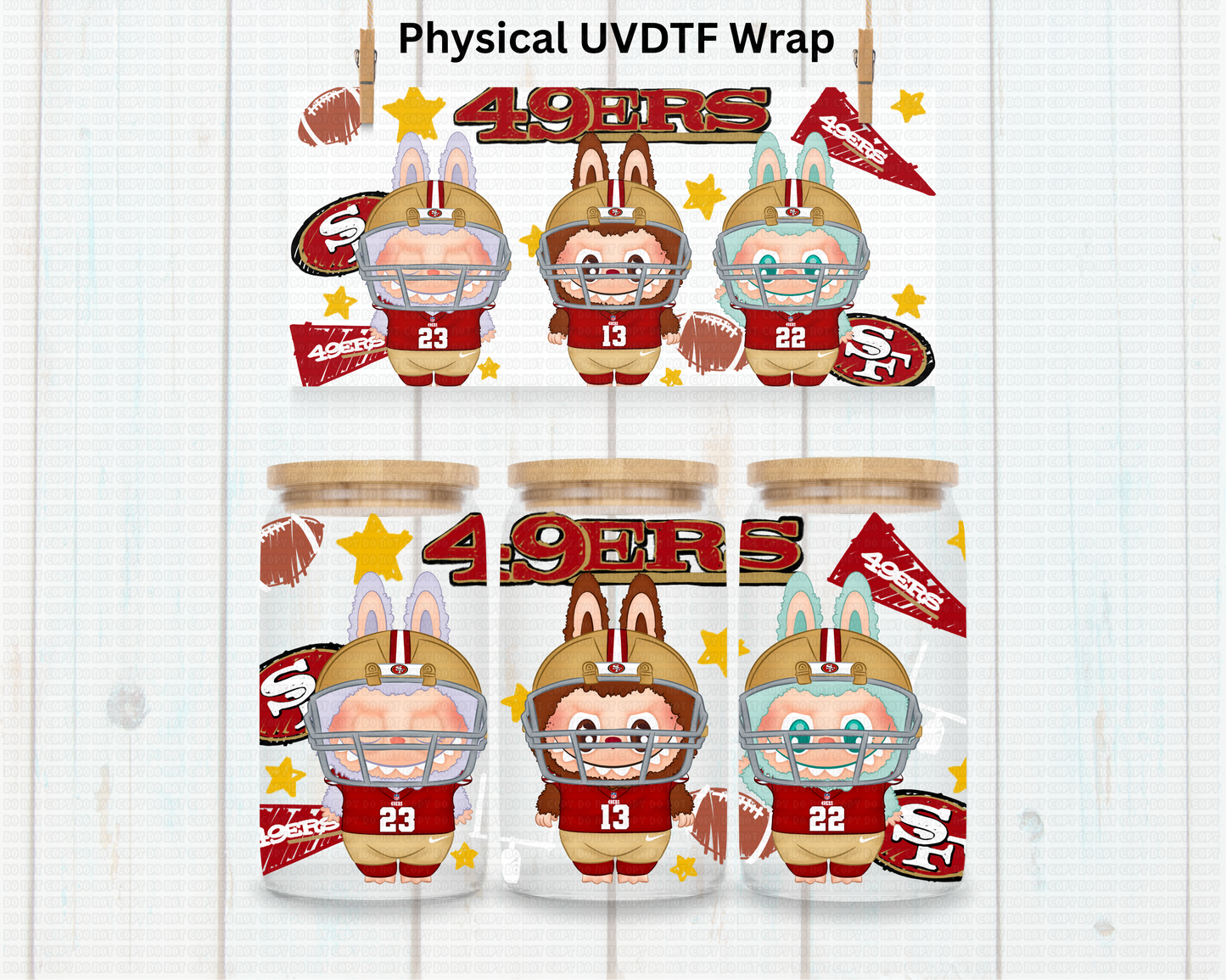 Niners Football LaBu Bear - 16 oz / 20 oz Libby UV DTF