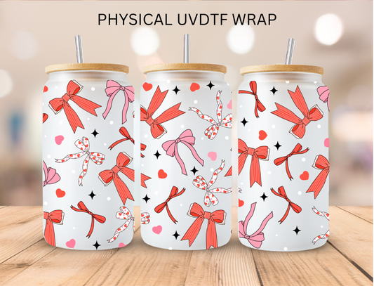Valentines Multi Colored Bows - 16 oz / 20 oz Libby UV DTF Wrap