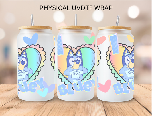 Valentines Blue Dog - 16 oz / 20 oz Libby UV DTF