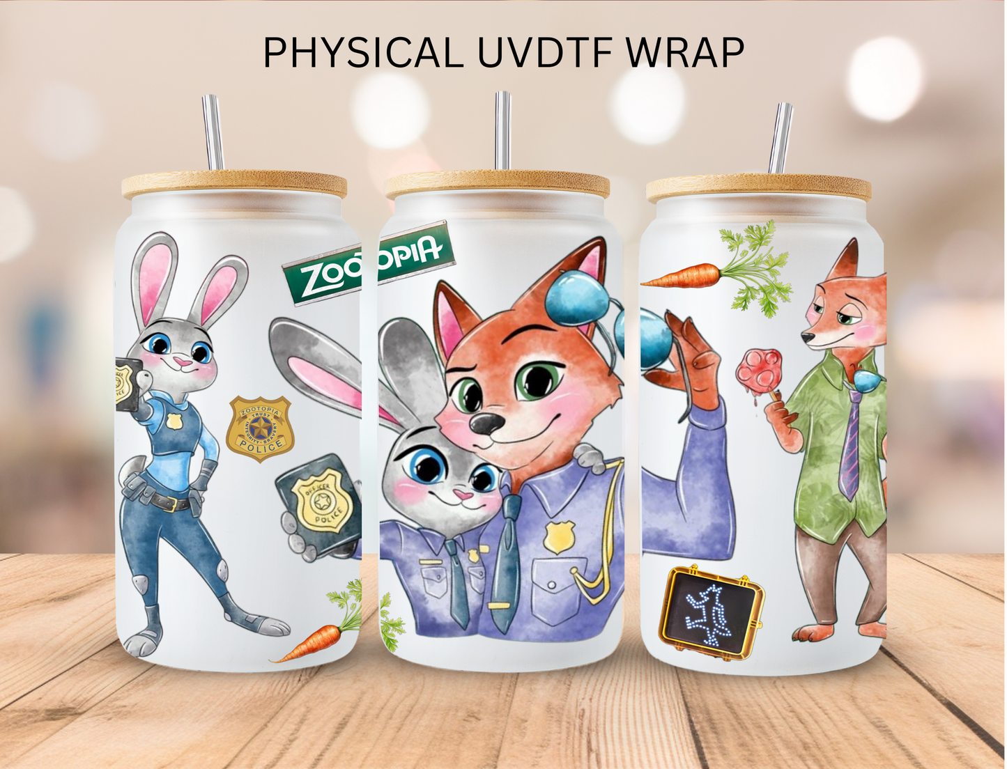 Watercolor Police Rabbit - 16 oz / 20 oz Libby UV DTF