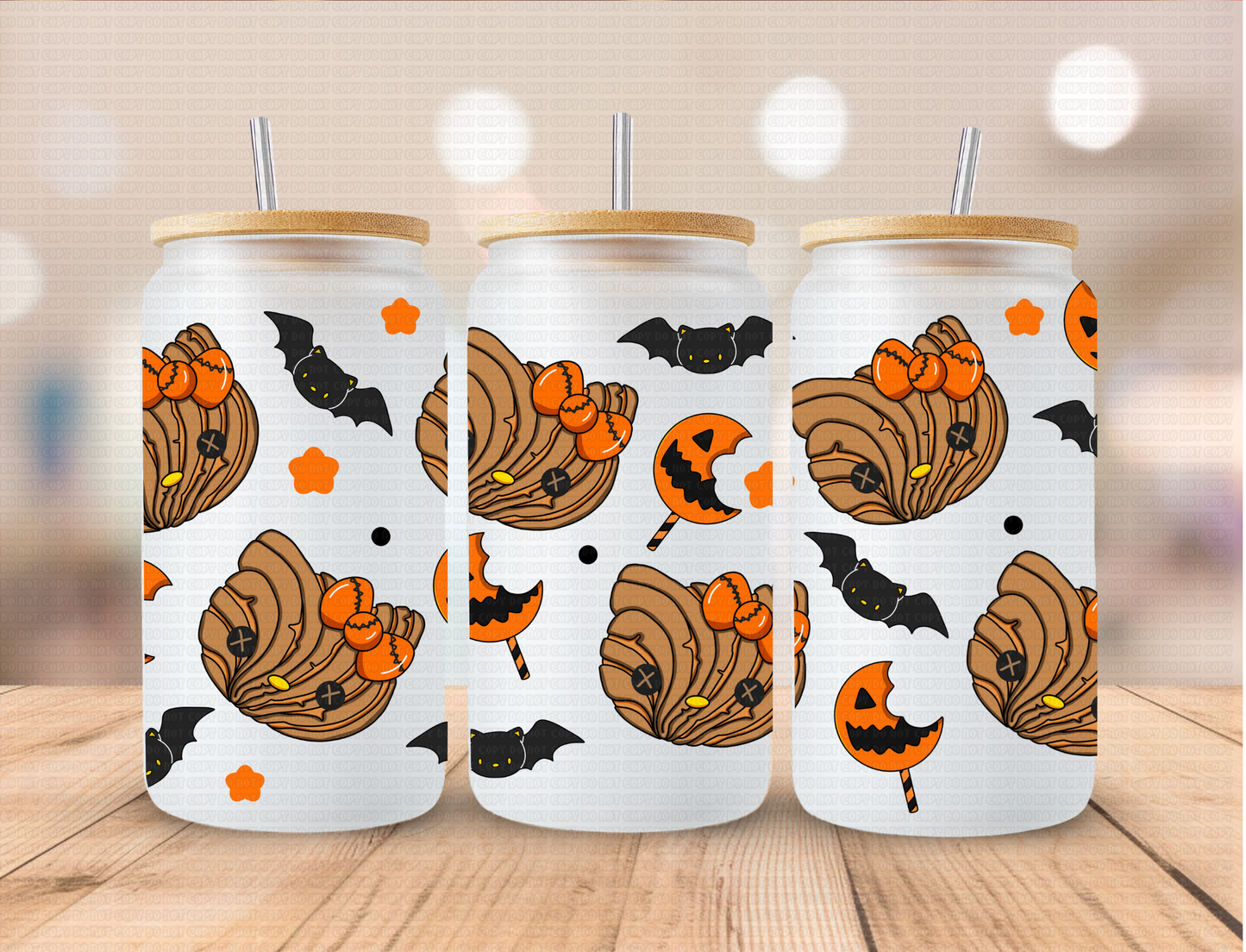 Halloween Kitty Head - 16 oz / 20 oz Libby UV DTF Wrap