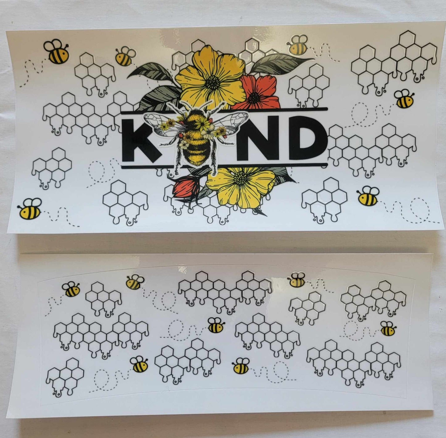Bee Kind Honeycomb Floral - UVDTF 40 oz Tumbler Wrap RTS