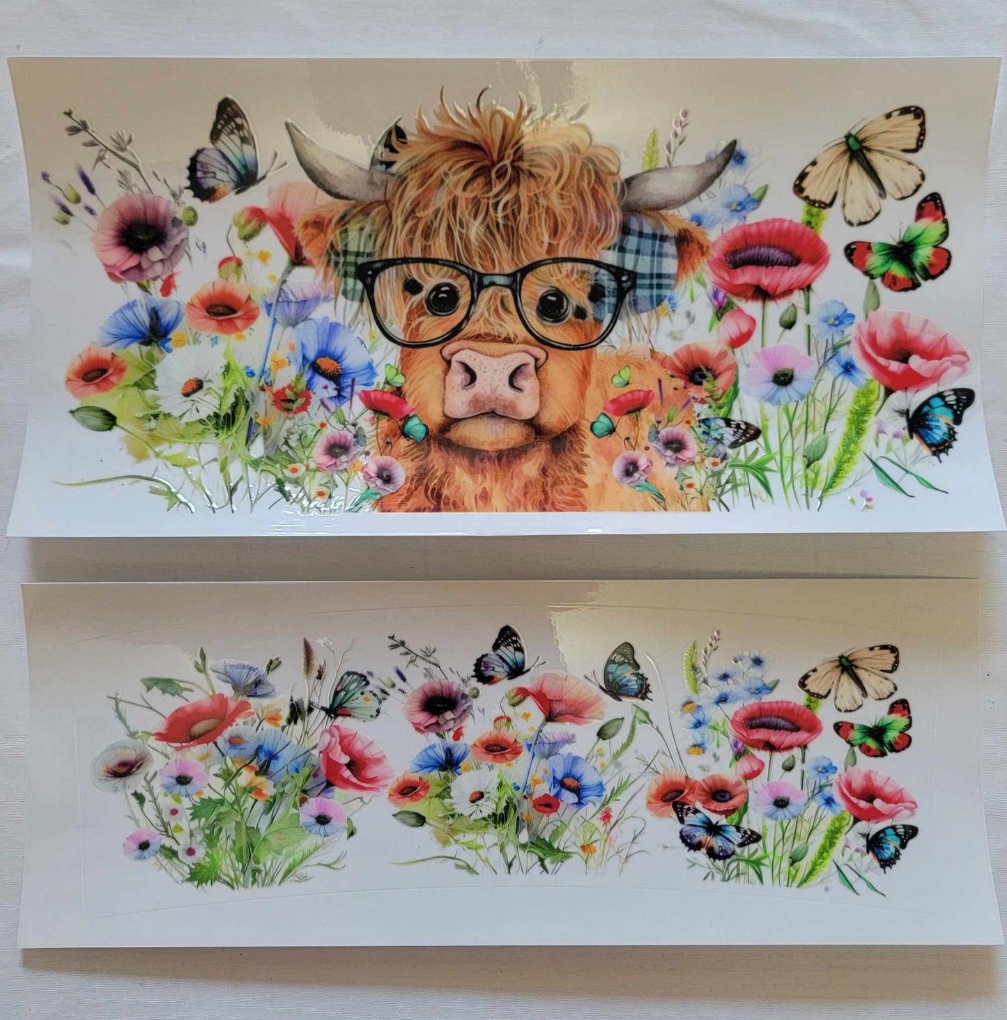 Spring Floral Nerdy Heifer Cow - UVDTF 40 oz Tumbler Wrap RTS