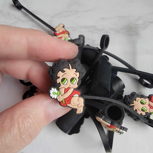 Betty Boop with Daisy - Silicone Straw Toppers 8 mm