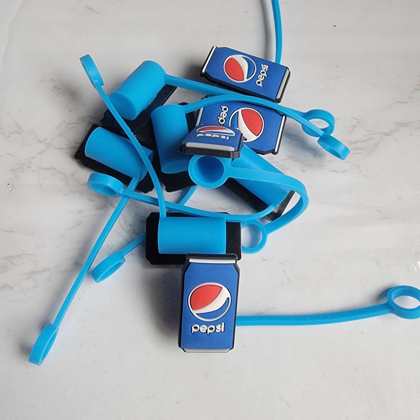 Pepsi Soda Can - Silicone Straw Toppers 8 mm