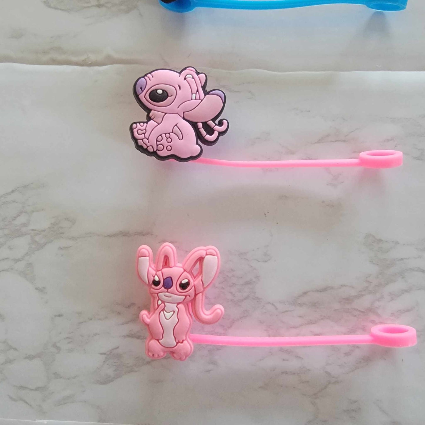 Blue And Pink Alien - Silicone Straw Toppers