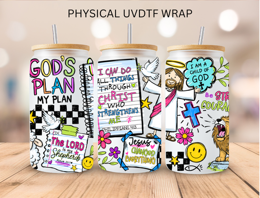 Faith Gods Plan - 16 oz / 20 oz Libby UV DTF Wrap