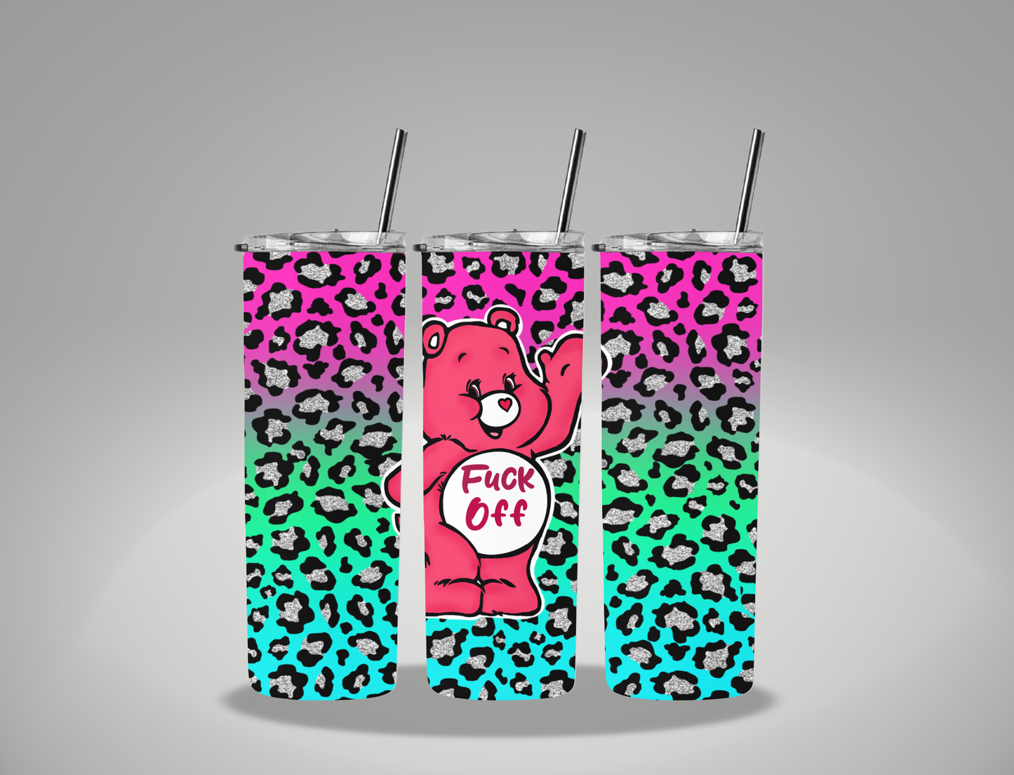 Hot Pink Bear - 20oz Skinny Tumbler / 25 Oz Glass Tumbler Wrap EXCLUSIVE