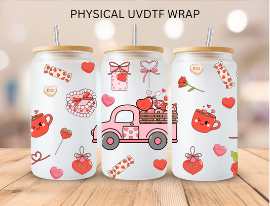 Valentines Pink Truck - 16 oz / 20 oz Libby UV DTF Wrap