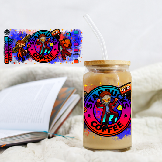 Defenders Of the Galaxy Coffee - 16 oz Libby UV DTF Wrap