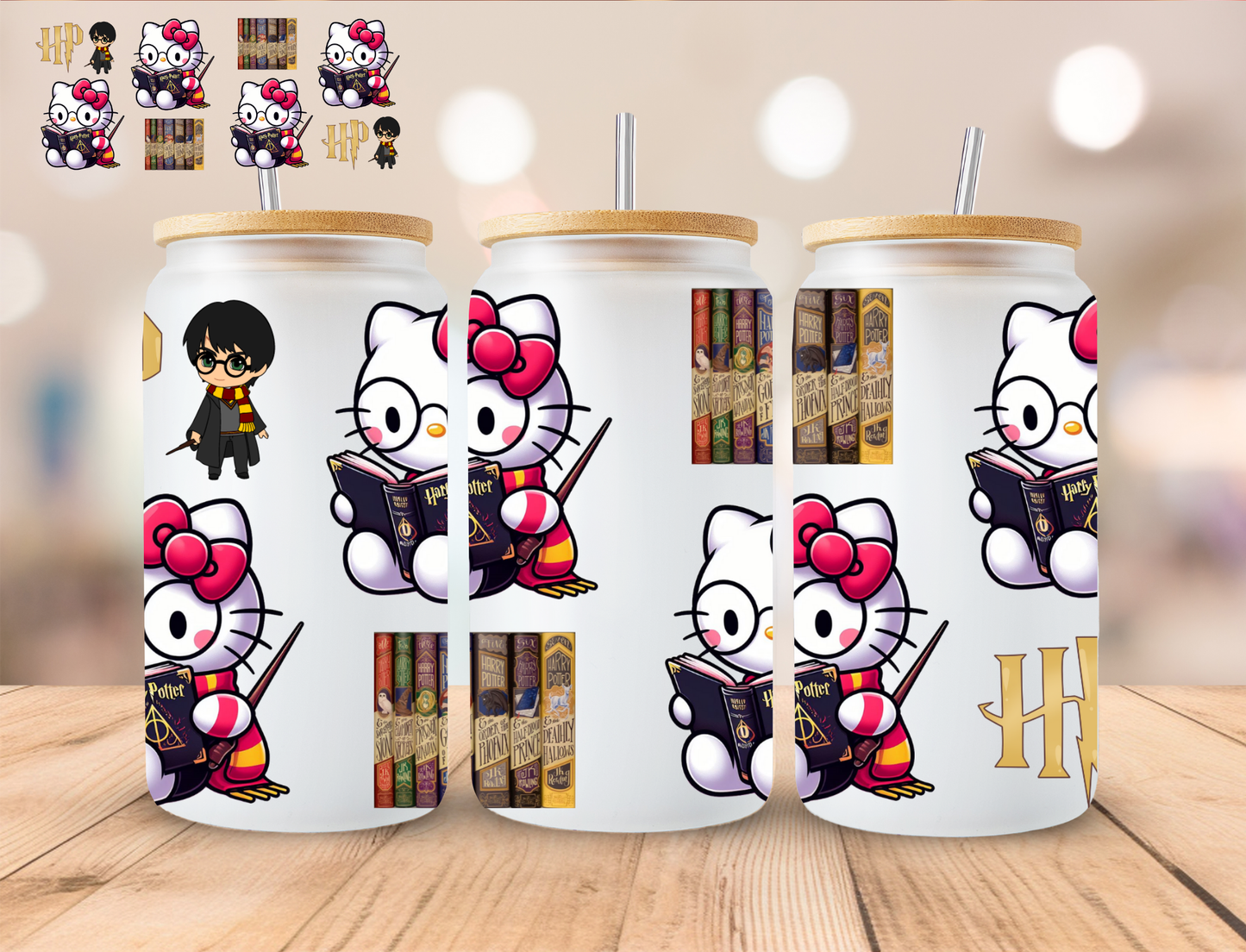 Wizard Kitty Books - 16 oz / 20 oz Libby UV DTF Wrap