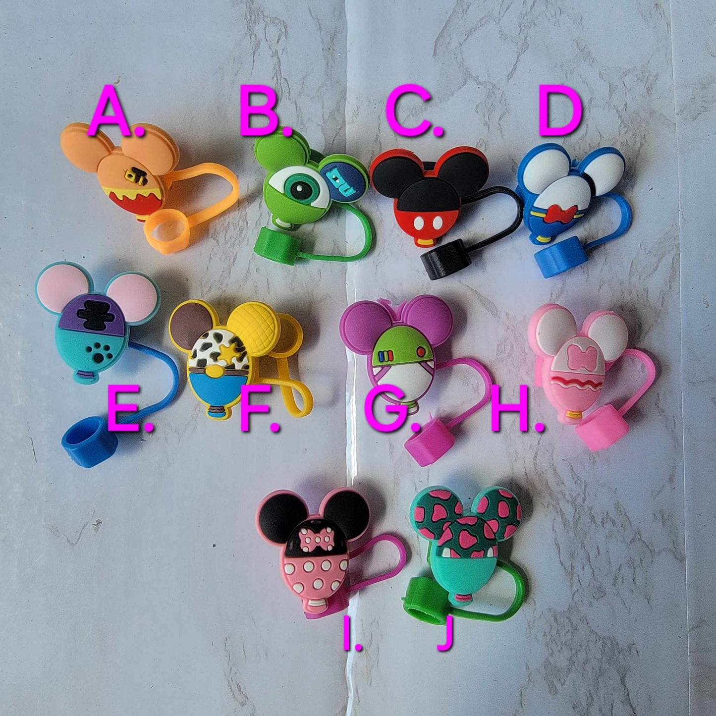Mouse Character Collection - Silicone Straw Toppers 10 mm