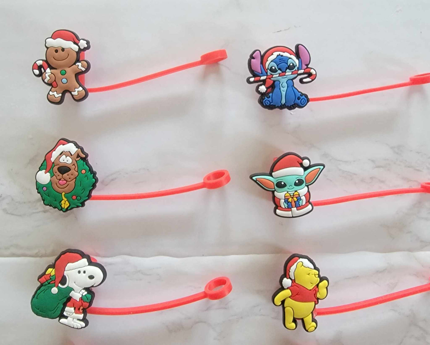 Christmas Characters Mix - Silicone Straw Toppers
