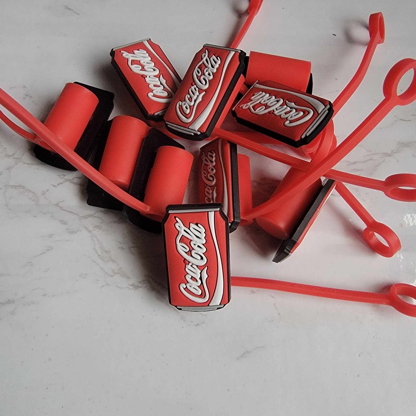 Coke Soda Can - Silicone Straw Toppers 8 mm
