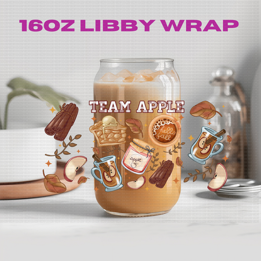 Autumn Fall Team Apple - 16 oz / 20 oz Libby UV DTF Wrap