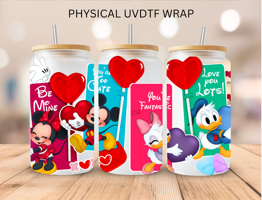 Valentines Donald Couple Mouse Love Cards - 16 oz / 20 oz Libby UV DTF