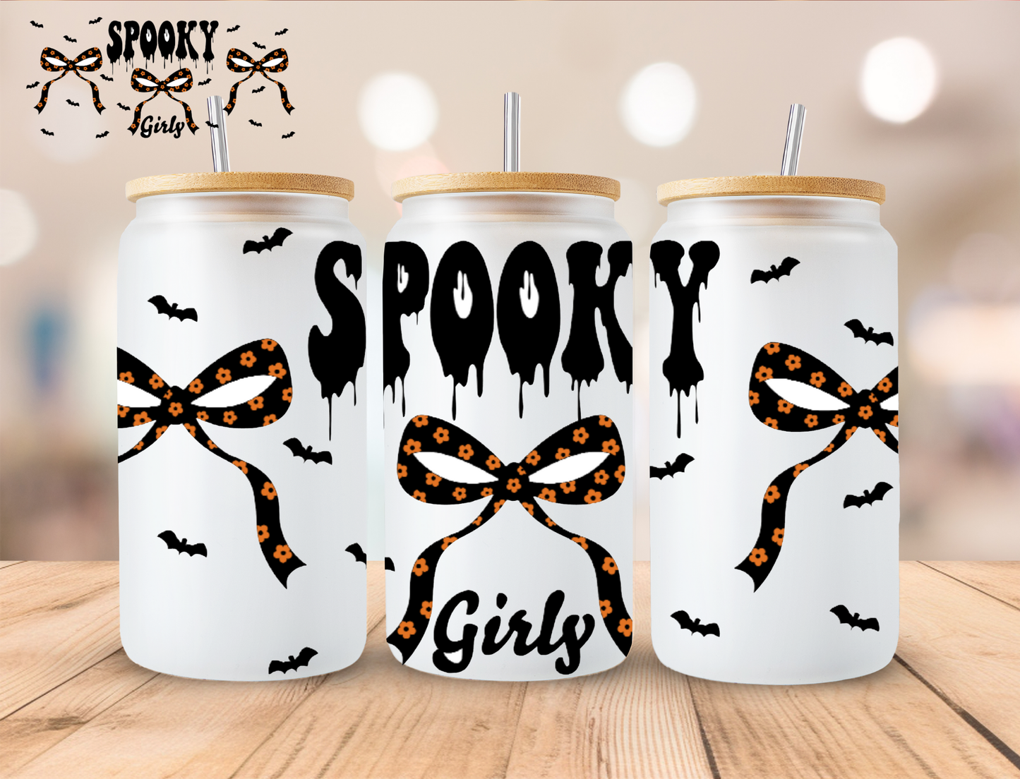 Halloween Spooky Girls - 16 oz / 20 oz Libby UV DTF Wrap