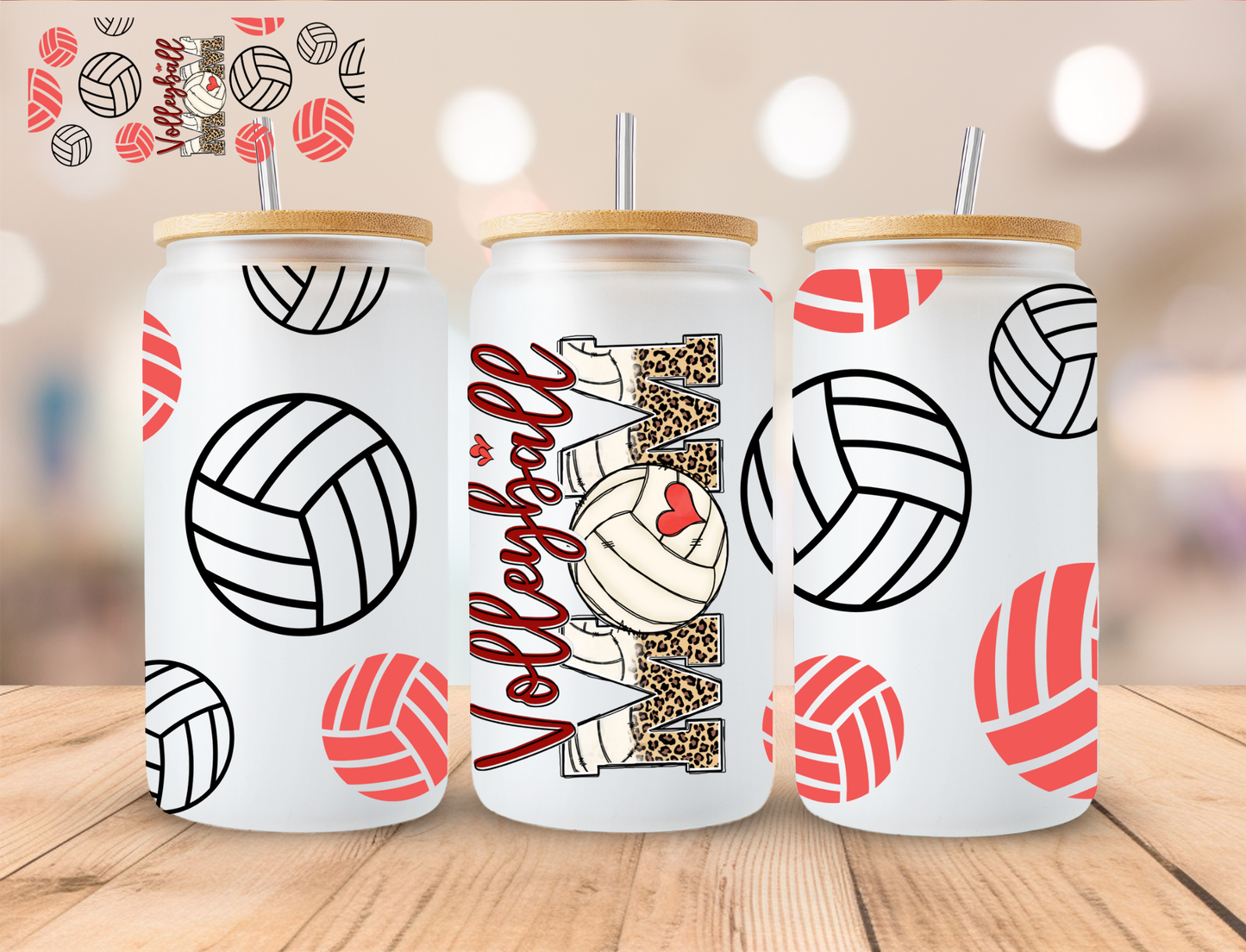 Volleyball Mom - 16 oz / 20 oz Libby UV DTF Wrap