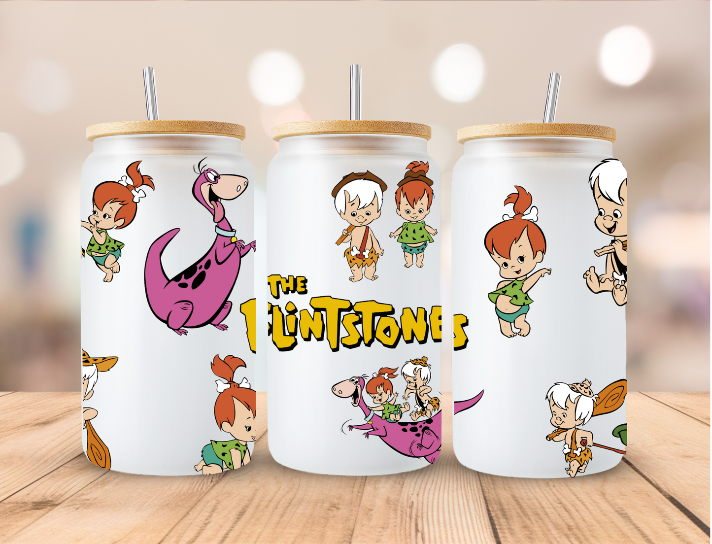 Flintstones Family - 16 oz / 20 oz Libby UV DTF Wrap