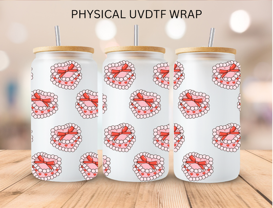 Valentines Pink Heart Cake - 16 oz / 20 oz Libby UV DTF Wrap