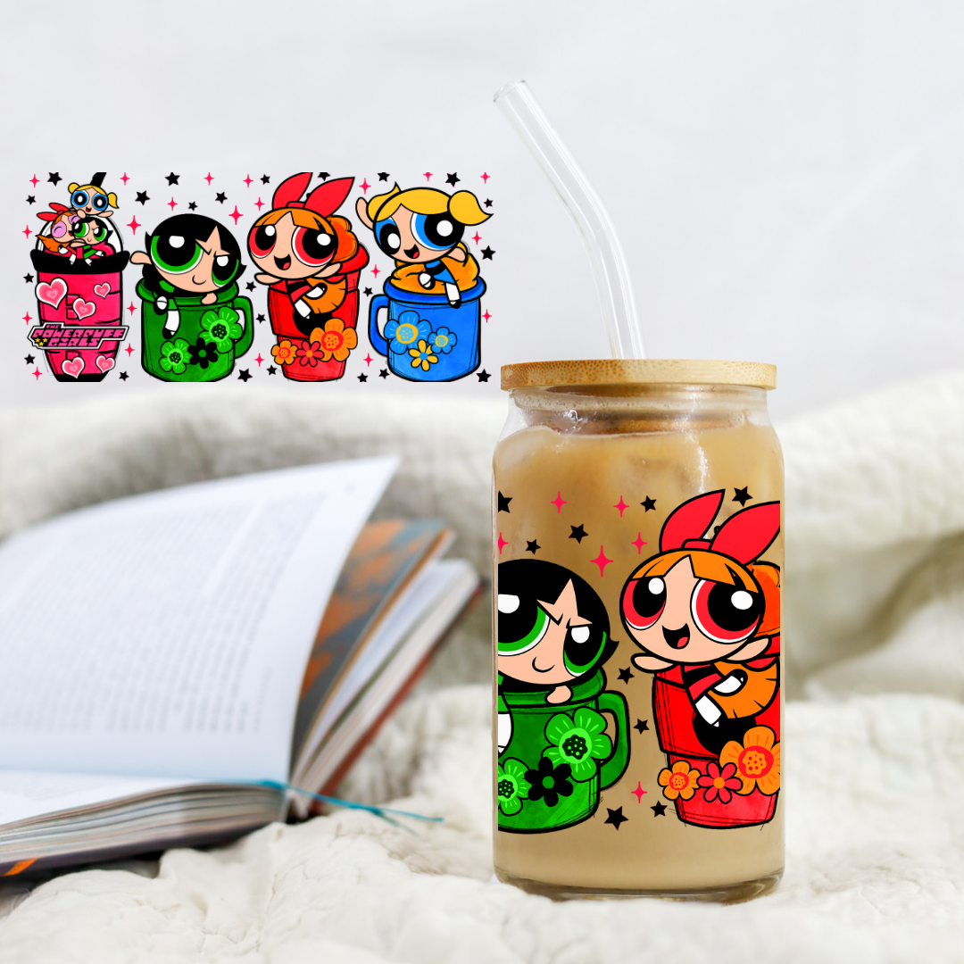 Coffee Puff Girls - 16 oz Libby UV DTF Wrap