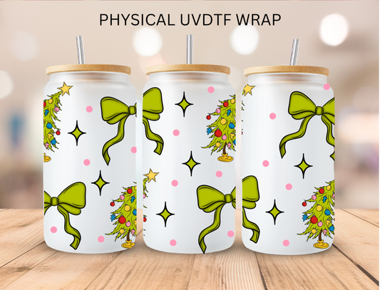 Christmas Trees And Bows - 16 oz / 20 oz Libby UV DTF Wrap