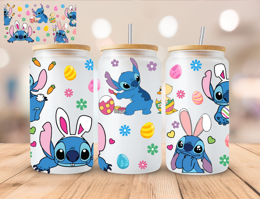 Blue Alien Easter - 16 oz / 20 oz Libby UV DTF Wrap