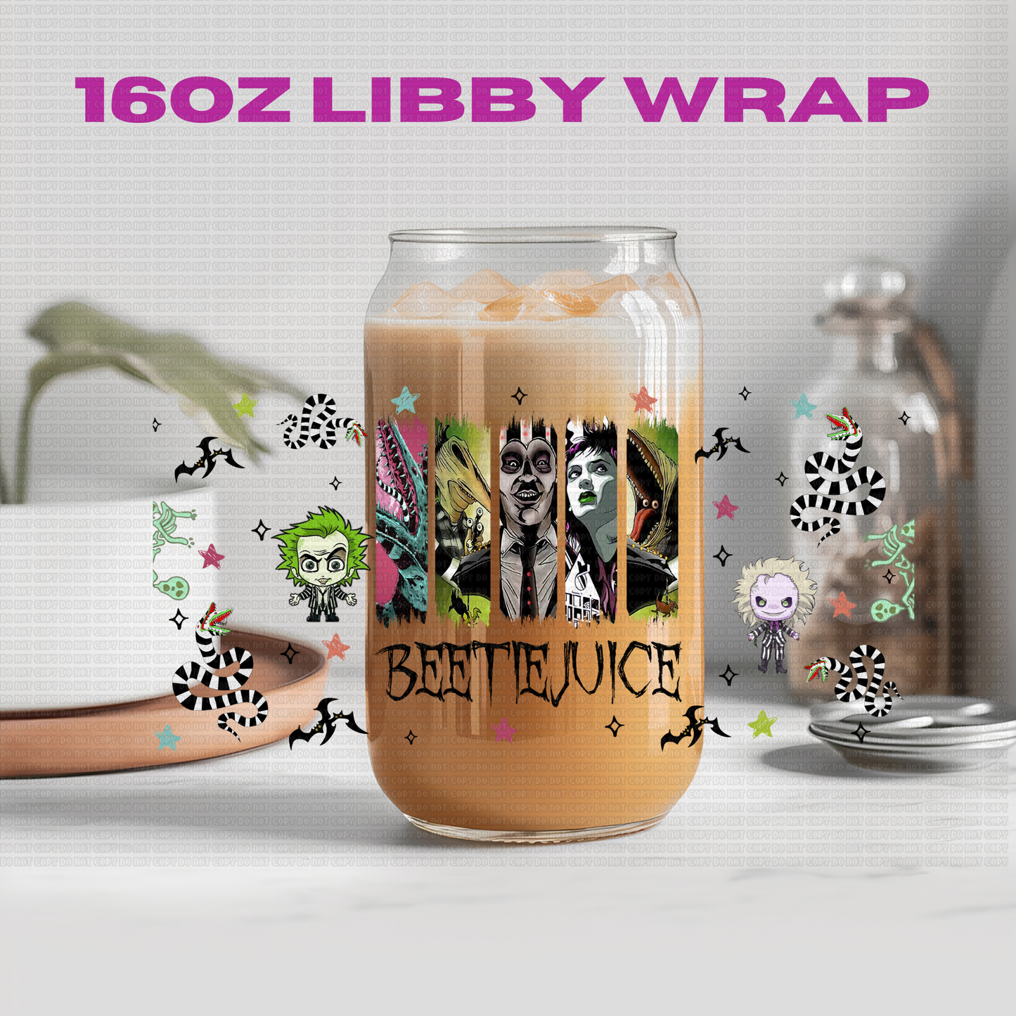 Halloween Beetlejuice - 16 oz / 20 oz Libby UV DTF Wrap