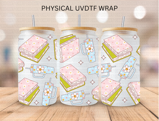Floral Book Bundle And Tumbler - 16 oz / 20 oz Libby UV DTF Wrap