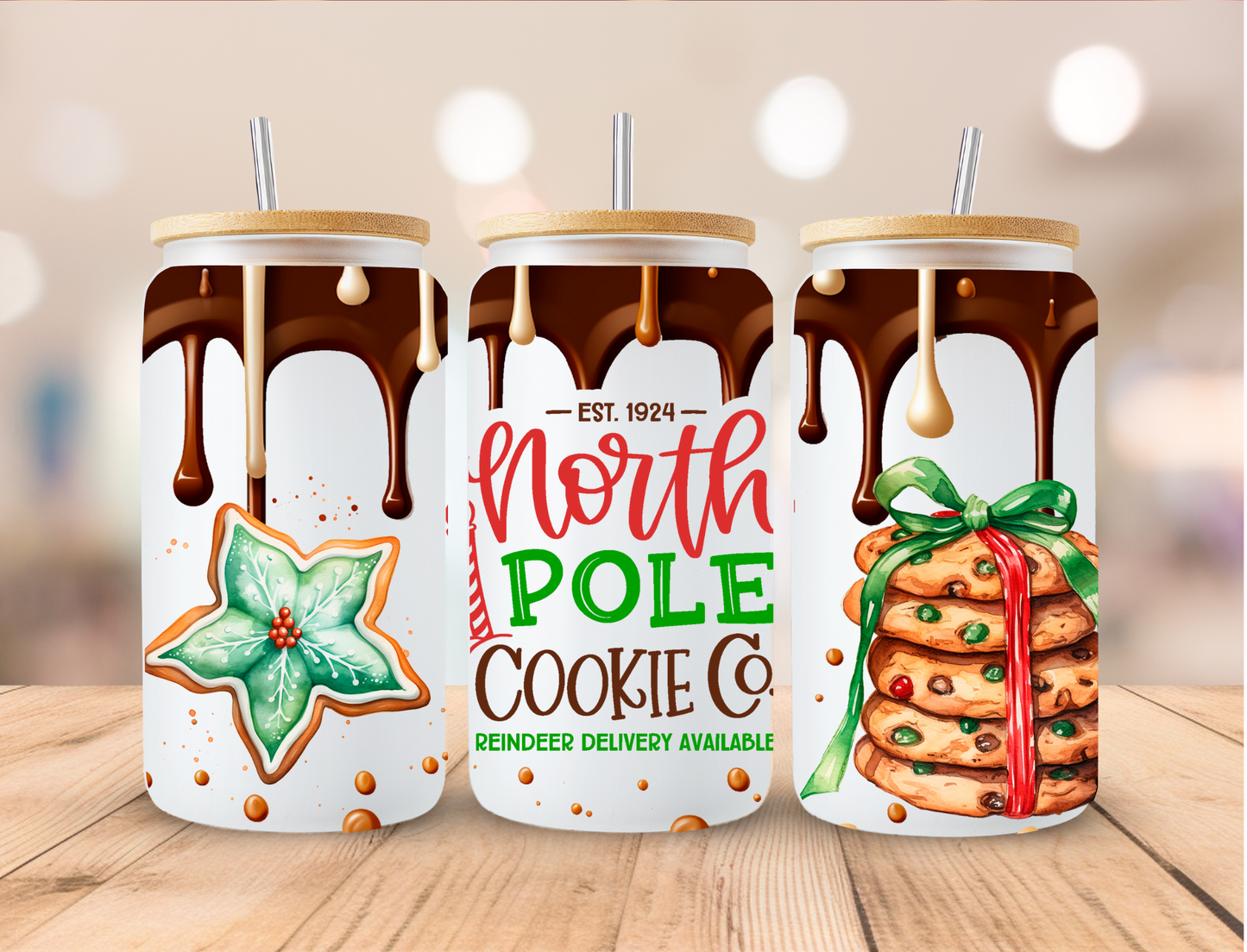 North Pole Cookie - 16 oz / 20 oz Libby UV DTF Wrap